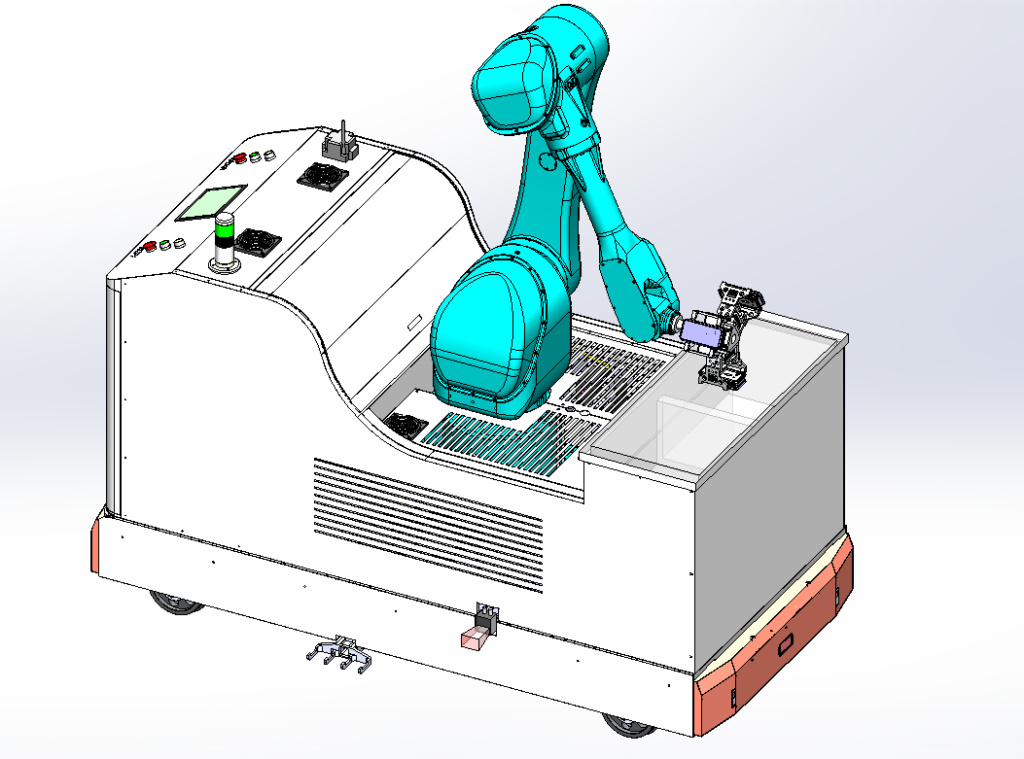 Hệ thống làm sạch bằng sóng siêu âm sử dụng robot gắn trên ray và xe RGV