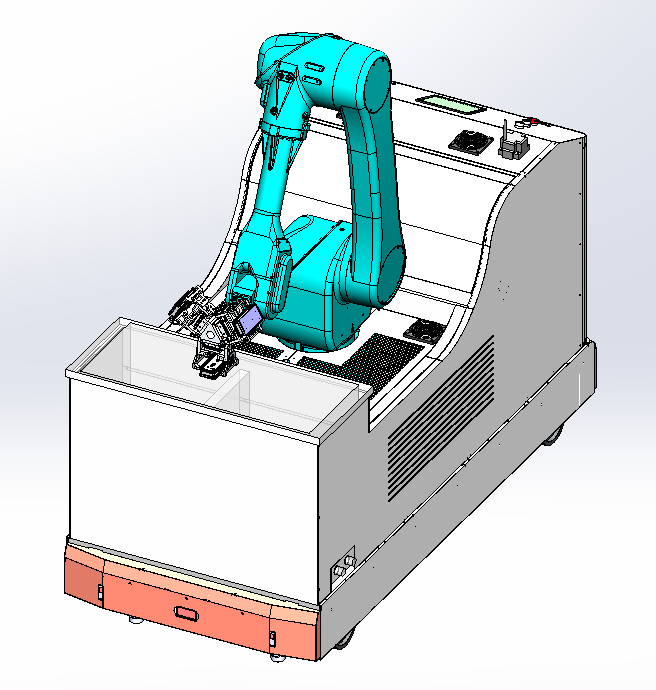 Hệ thống làm sạch bằng sóng siêu âm sử dụng robot gắn trên ray và xe RGV